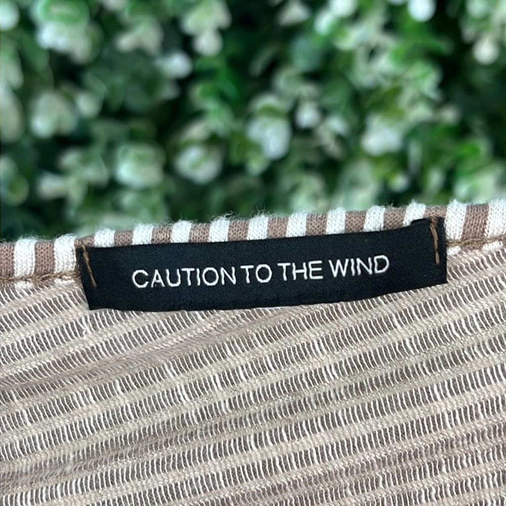 Caution To The Wind Neutral Stripe Ruffle Accent V-Neck Maxi Dress - Picture 8 of 11